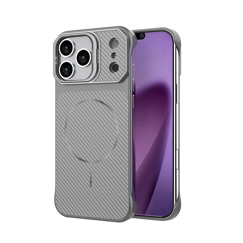Applicable to Apple iPhone11promax half pack carbon fiber holder mobile phone case Apple 11 magnetic mobile phone case
