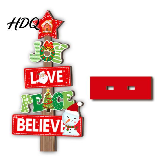 Stable Base Christmas Decor 2D Wooden Tabletop Ornaments Xmas Tree Santa Holiday Home Accents Snowman Sign with Stand Party Decorations Small Gifts