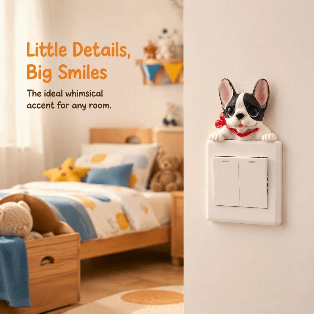 Decorations 3D Dog Wall Decals Resin Socket Sticker Animal  Wall Switch Stickers  Living Room