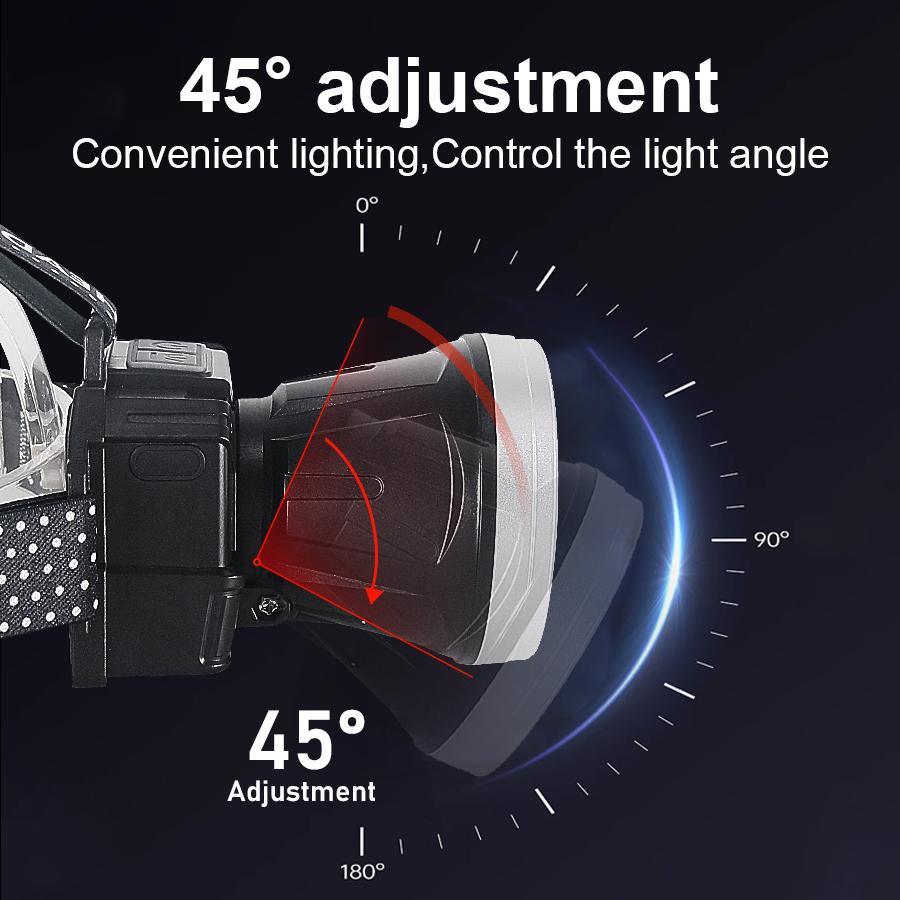 Latarka czołowa XPG LED Super Bright o dużej mocy, wbudowana bateria, lekka latarka czołowa, wędkarska, kempingowa