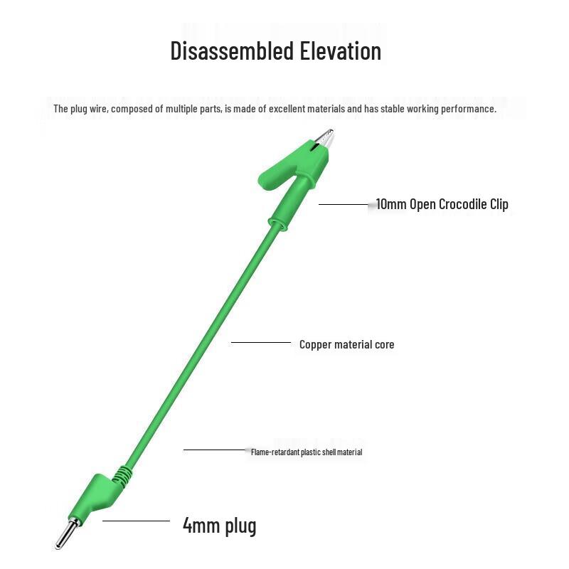 Huijun Brass Alligator Clip to 4mm Banana Plug Test Lead