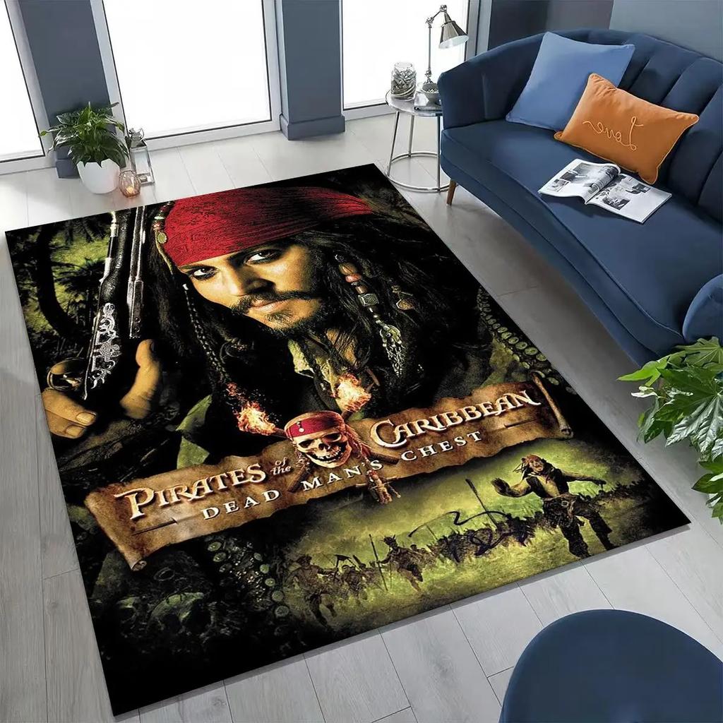 Captain Jack Pirates of The Caribbea Johnny Depp Carpet Rug for Bedroom Living Room Sofa Home Doormat Decor,Non-slip Floor Mat