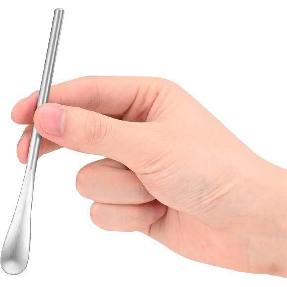 5Inch/12.8cm Coffee Stirrers Spoon,Silver Stainless Steel 304# Coffee Stir Sticks,Round Solid Handle Cocktail Beverage Iced Tea Stirring Stick,Drink