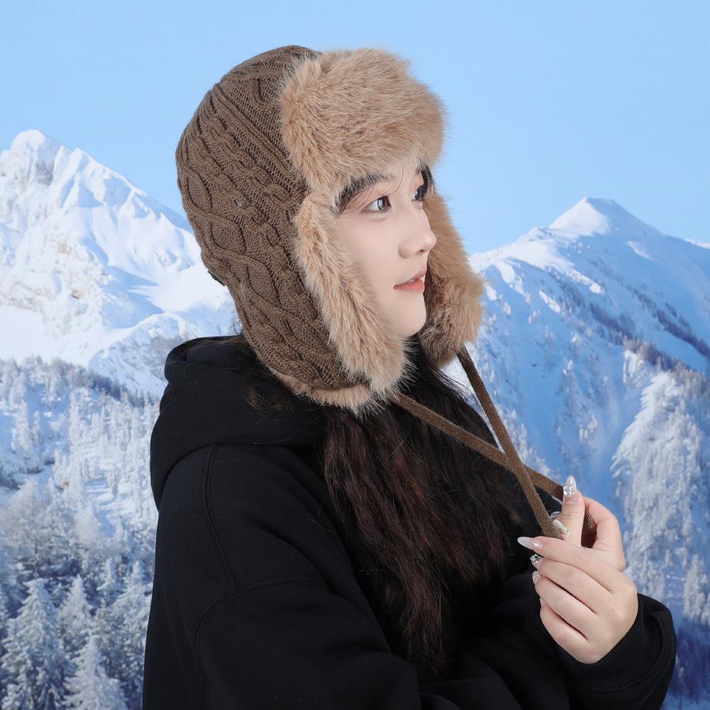 New Autumn and Winter Lei Feng Hat for Women Outdoor Skiing Windproof Cycling Cold Warm Ear Protection Pilot Versatile Hat