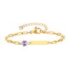 Custom Birthstone Bracelet with Name Personalized, Adjustable Paperclip Link Bracelet, Christmas Birthday Gift for Women
