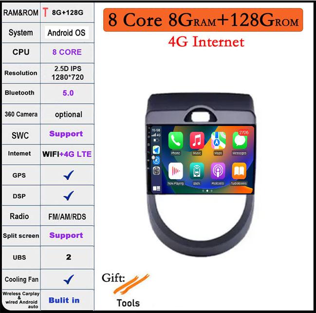 For Kia Soul AM 2007 - 2011 DSP QLED IPS Android 14 Car Radio GPS Navigation Multimedia Video Player Carplay Android Auto