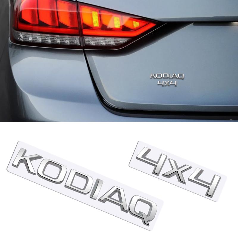 JBIW9 MetaL 3D Badge Logo Car Rear Trunk Body Sticker Letter Emblem For Skoda KODIAQ 4X4 Accessories Glossy Black Matte black
