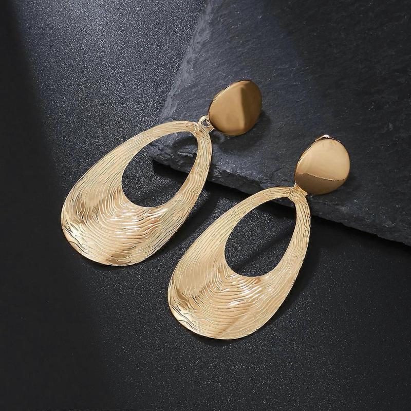 Vintage Metal Geometric Clip-on Earrings - No Piercing Needed, Waterdrop