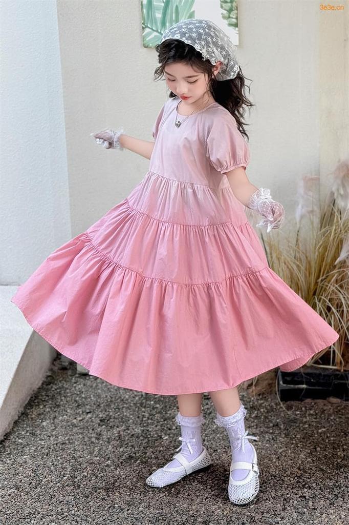 KOSIKINI Summer Casual and Everyday Cute Dress for Sizes 170 Junior Summer School Korean Korean Short Appa Girls' Dress, Wear, Girls, 120, 130, 140,