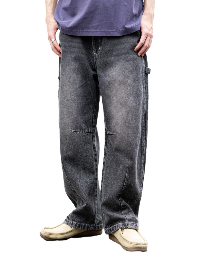 WEGO Easy Barrel Leg Painter Denim Size Denim Black Sonata Pants, Pants, Streetwear, Summer/Fall Clothes, Men's, L,
