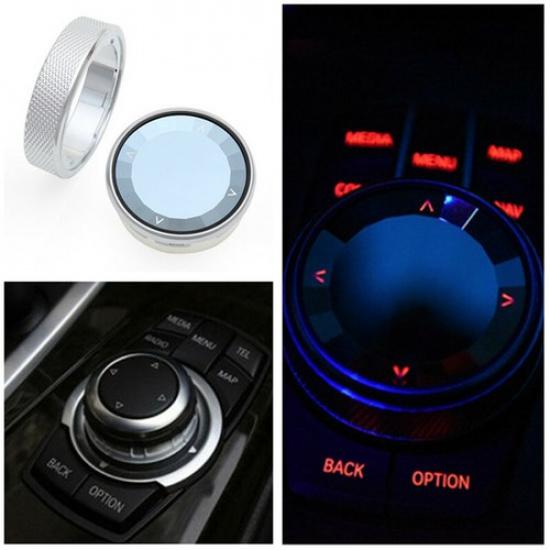 Crystal Silver Car Center Multi-Media Knob Trim Special For BMW 5 F10 iDrive TH
