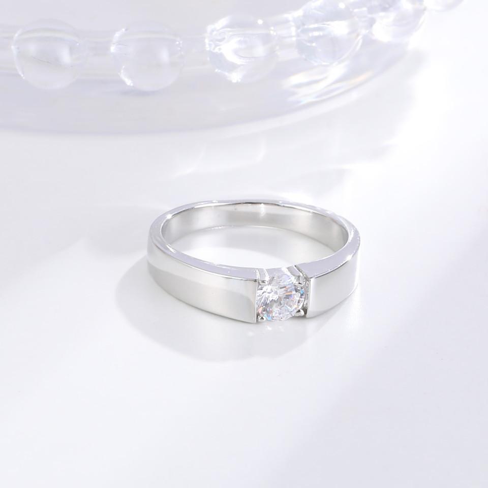 Buyee 925 Sterling Silver Couples Ring White Zircon Luxury Ring Finger for Women Men Fashion Wedding Fine Jewelry Circle