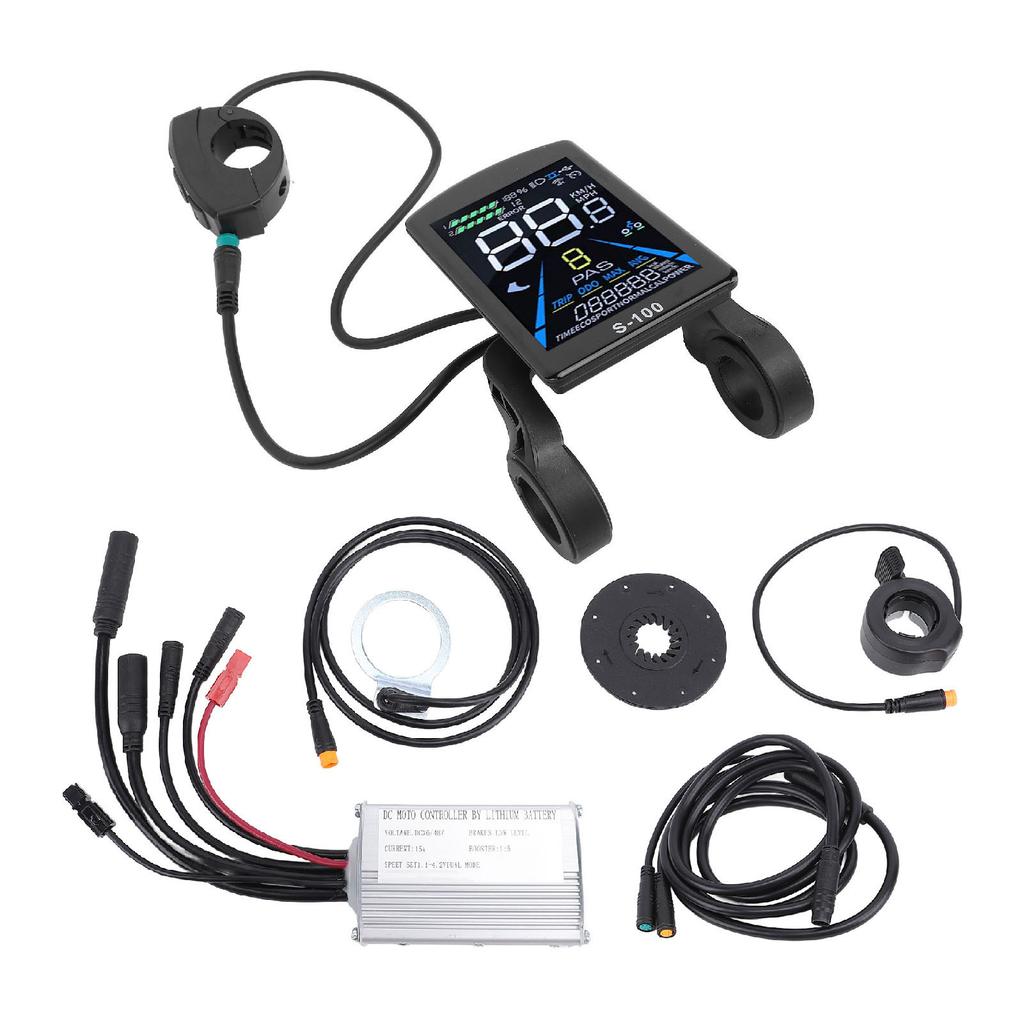 Electric Scooter Conversion Kit 15A Controller Water Resistant S100 Color Display Meter Thumb Throttle Power Assisted