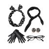 50s Women Vintage Dress Up Costume Accessory Set Polka Dot Scarf Party Cosplay
