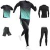 Mens Quick-Dry Cycling Jersey Set Short Sleeve Compression Sportswear Gym Running Training