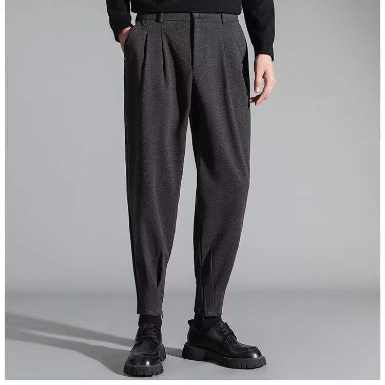 

Spring 2024 Men s Slim Fit Korean Style Zip Pants - Trendy Casual Nine-Point All-Match M темно-сірий