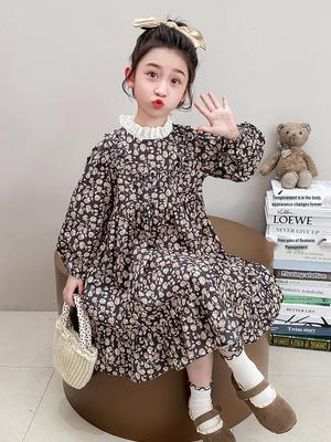 Korean Style Floral Princess Dress for Girls - 2025 Autumn/Winter Collection