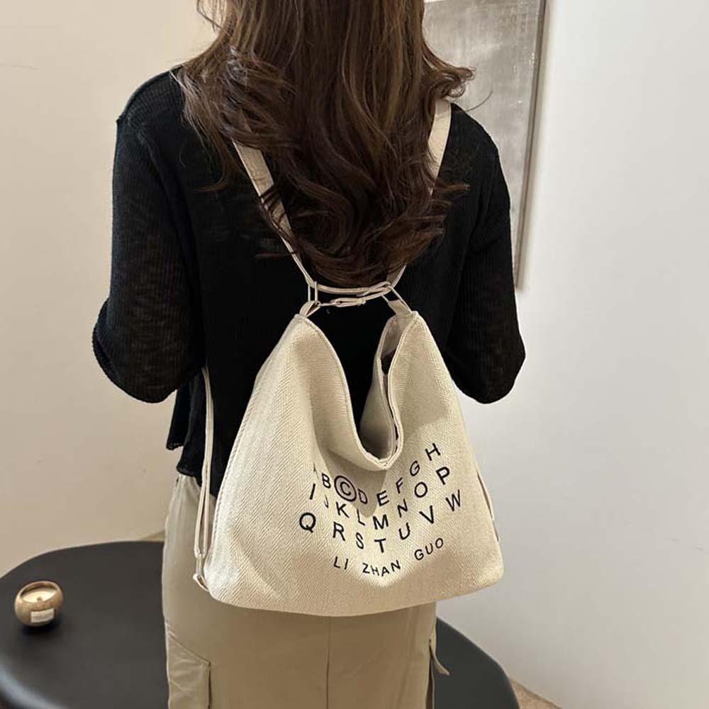 Polyester Three Uses Canvas Bag Soft Retro Street Crossbody Bag Letter Printed Handbags  Travel
