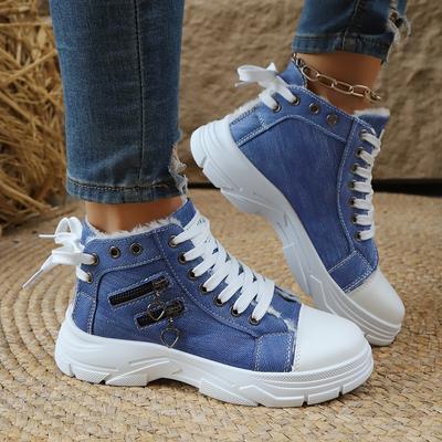 Fashion Women Plus Sizes Ankle Boots High Top Anti-slip Snow Boots Comfortable Lace Up Platform Designer Shoes Women Zapatos De Mujer