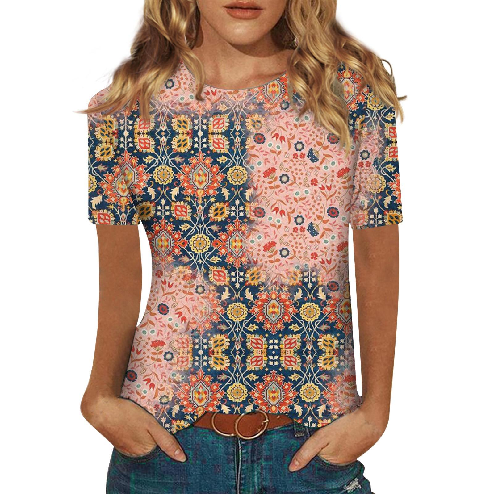 

Рубашки с коротким рукавом для женщин, милые футболки с графическим принтом, блузки, повседневные базовые топы больших размеров, пуловеры XL розовый