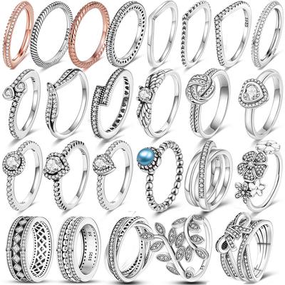 Eheringe 925 Silber dreifach stapelbarer Herz-Zirkon-Fingerring für Frauen, Verlobung, Braut, Anel-Geschenk, edler Schmuck
