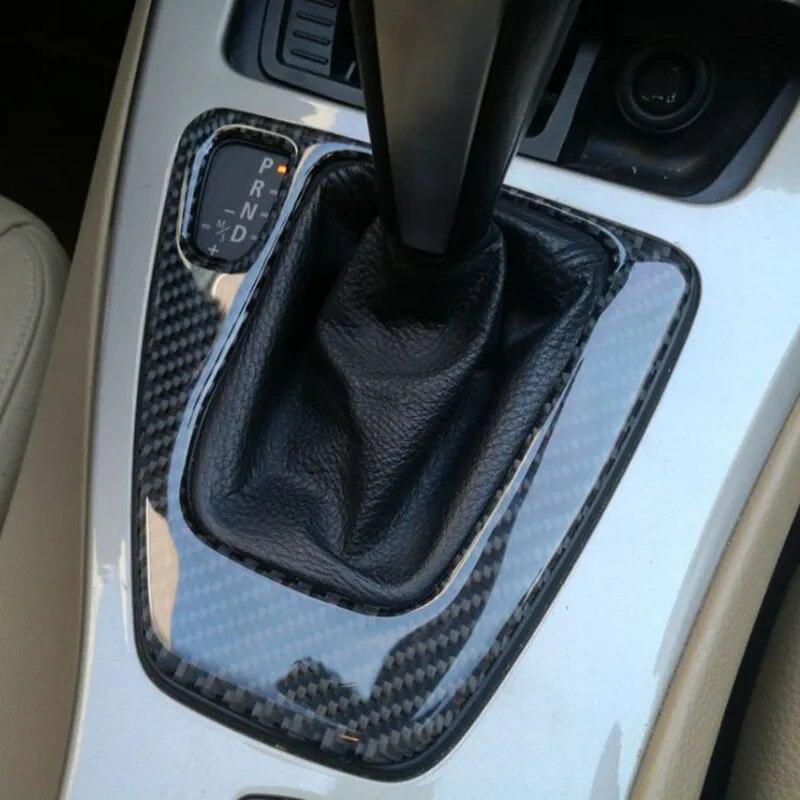 LHD Carbon Fiber Auto Center Control Gear Shift Panel Cover Sticker Interior Decoration Accessories For BMW 3 Series E90 E92 E93