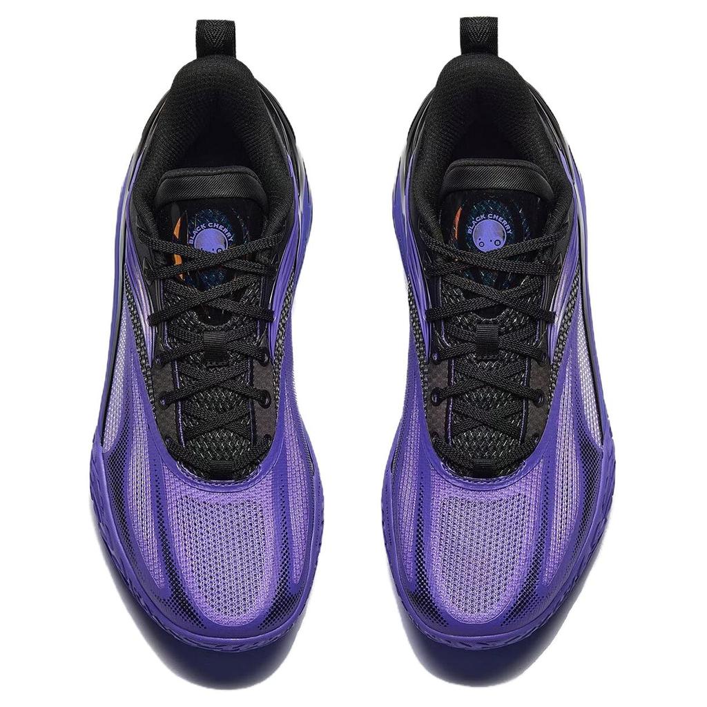 Zapatillas de Baloncesto para Hombre ANTA Shock Wave 8 de Caña Baja Púrpura Fluorescente Ultra Brillante/Negro Básico