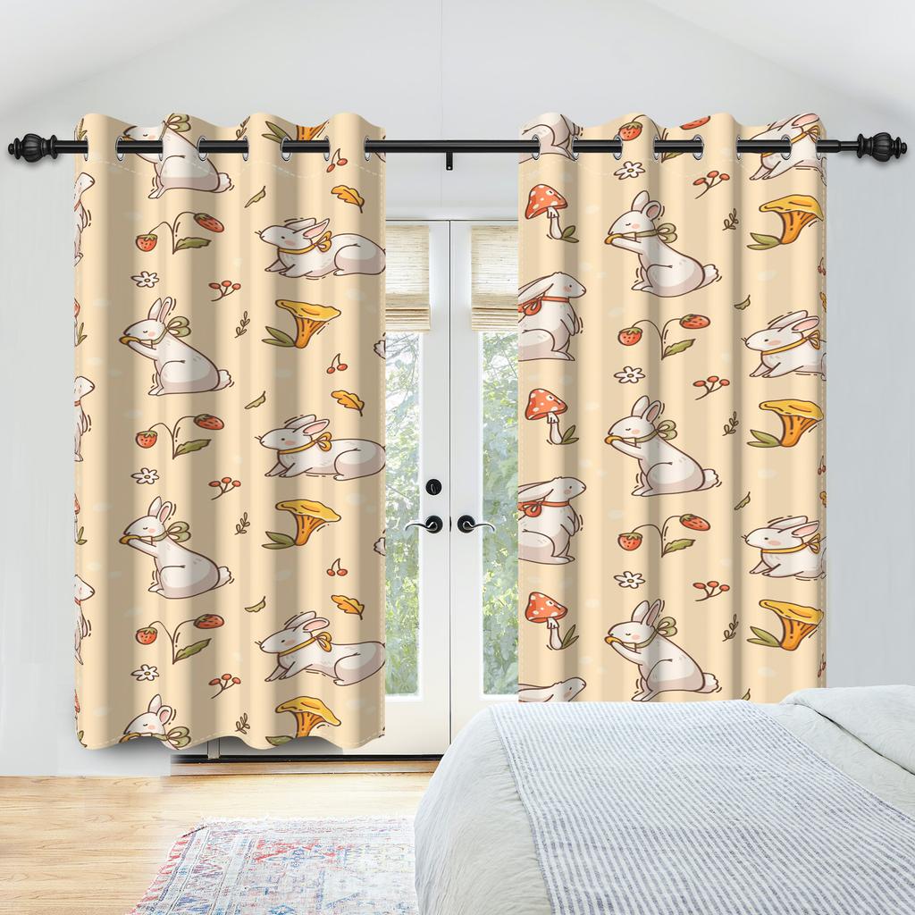 Set Of 2 Tropical Jungle Animal Pattern Curtains Cute Hippo Koala Parrot Design Kids Room Bedroom Living Curtain Darkening Polyester Ideal For Area