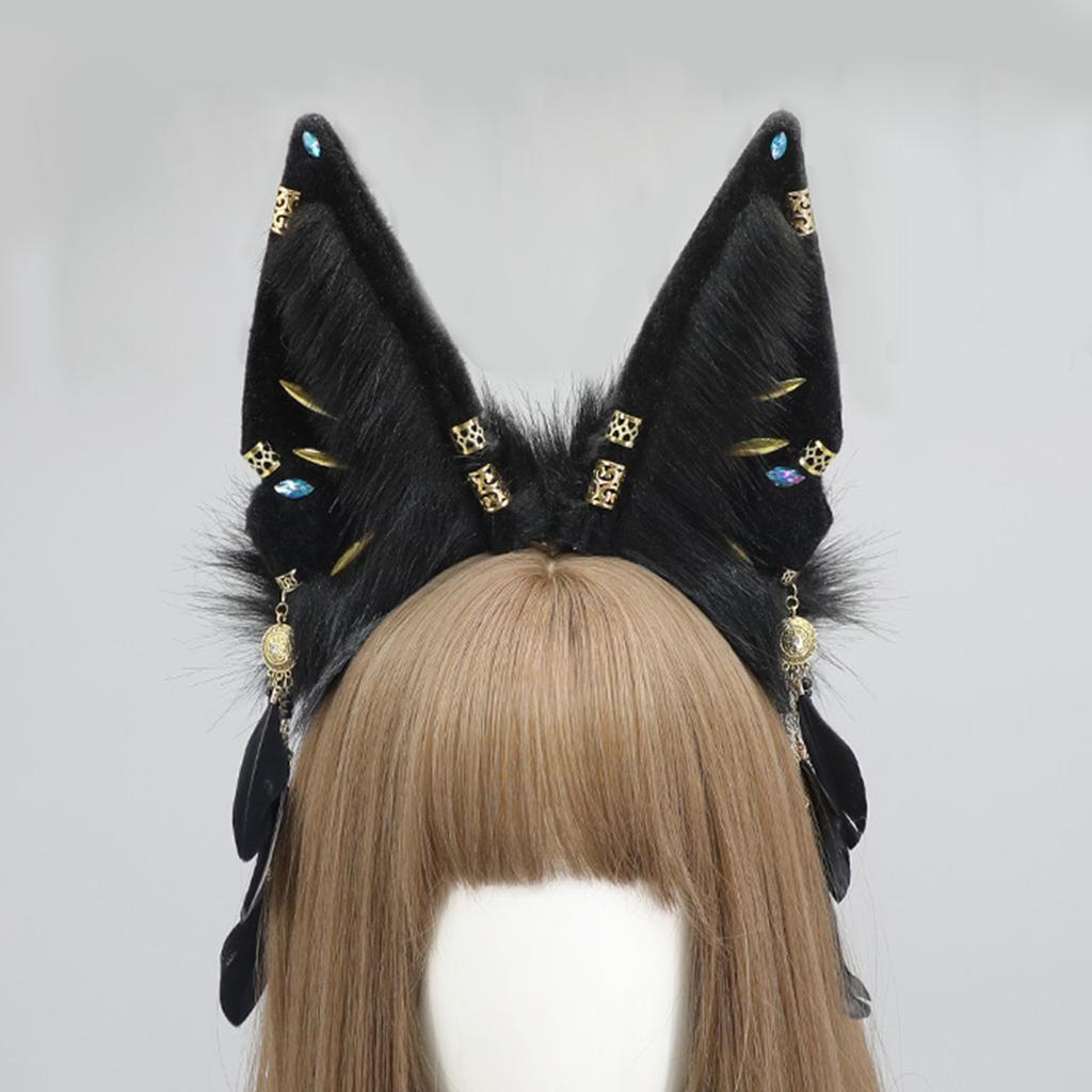Anime Maid Hairhoop Plush Beast Ear Tassels Headband Cosplay Costume Halloween Party Headdress Girl Comics Show Headwear