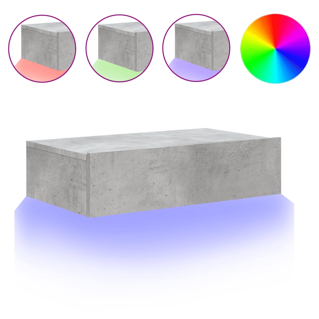 vidaXL TV-Schrank mit LED-Leuchten Betongrau 60x35x15,5 cm