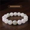 Women's Natural Tianshan, Hetian, and Xinjiang Golden Silk Jadeite Bracelet with White Chalcedony Beads