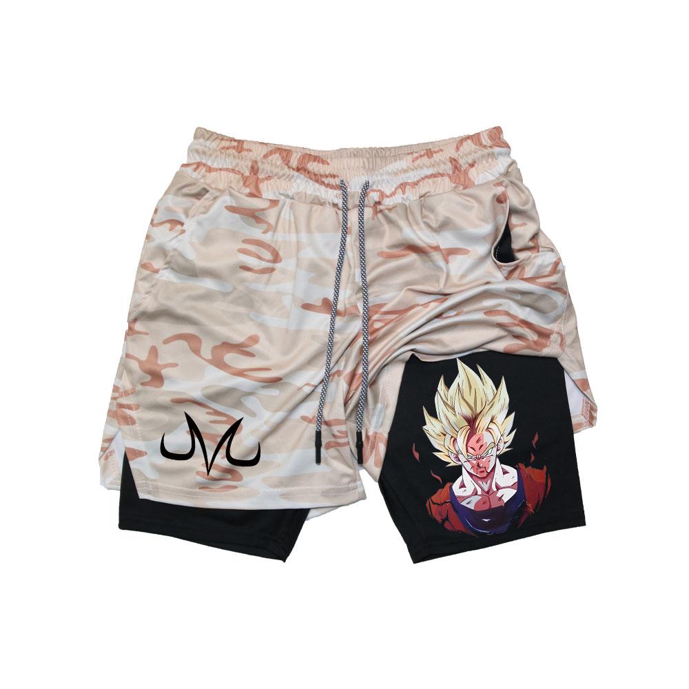 Anime Gym Shorts Men Women Fitness Manga Print 2 In 1 Sports Performance Shorts Workout Quick Dry Mesh Short Pants