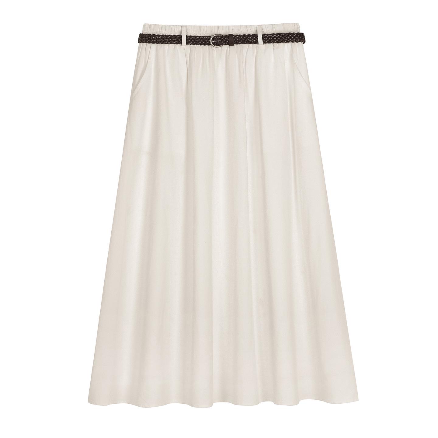 

Fresh & Elegant Plus Size A-Line Midi Skirt: Versatile, Flattering Spring Style for Women - Slimming Fit, Covers Flaws 2XL (recommended for 70-80 kg) абрикосовый/серый