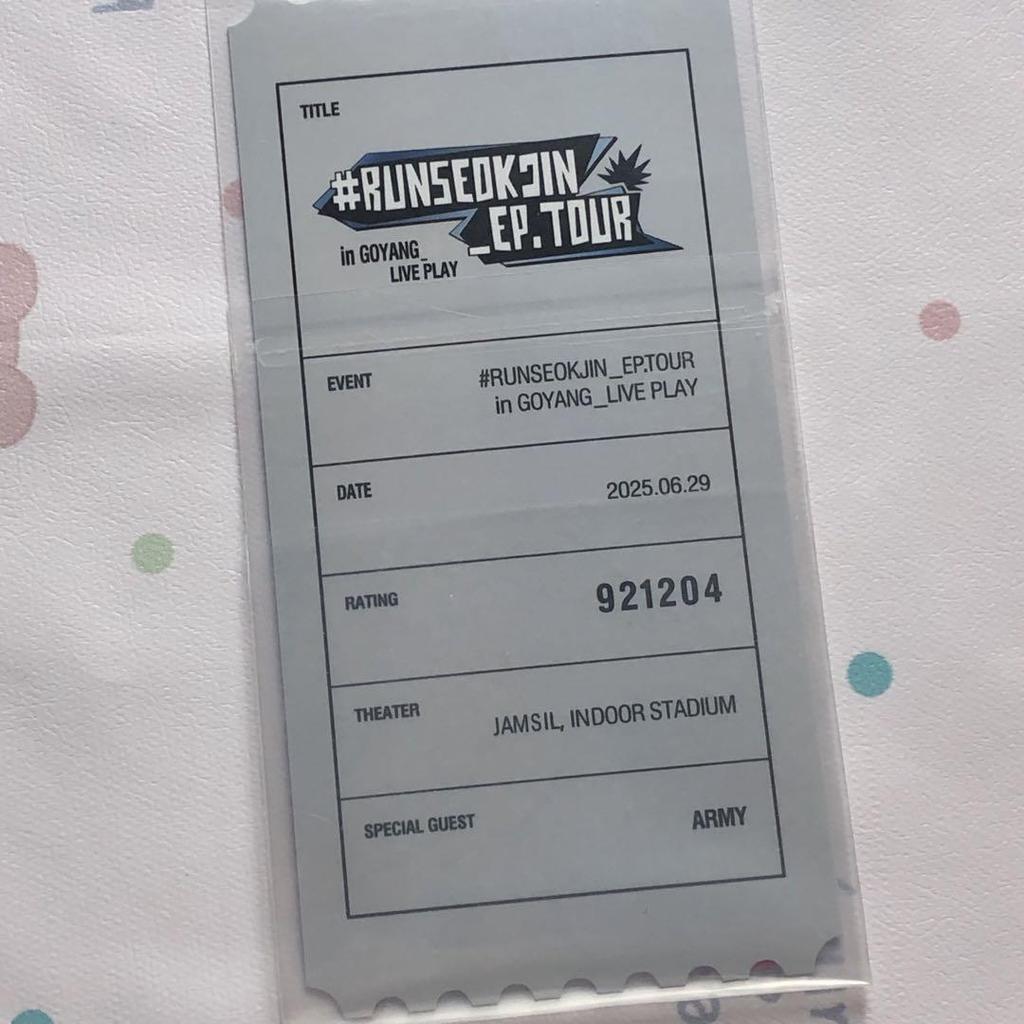 [USED] RUNSEOKJIN_EP.TOUR 6/28 JIN trading card