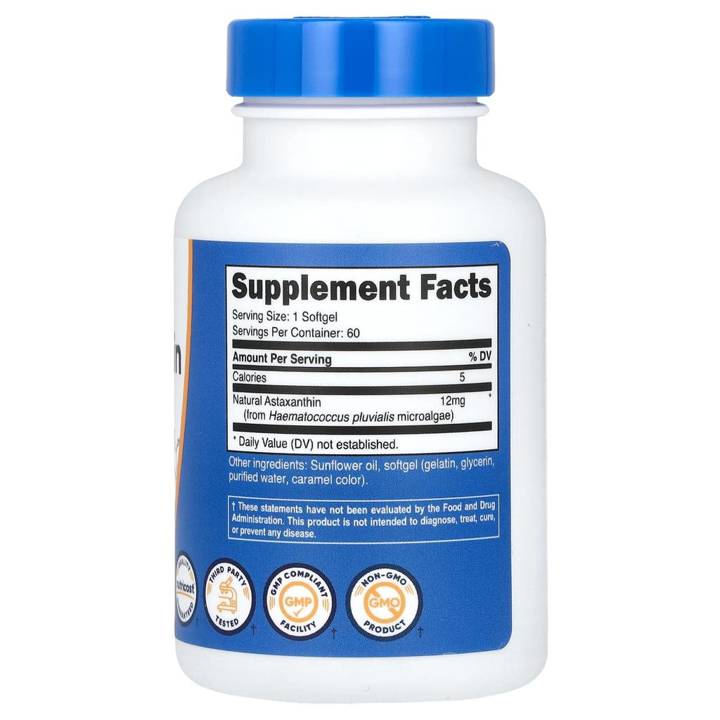 Astaxantina, 12mg, 60 Cápsulas Moles
