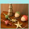 Classic Christmas Wooden Star And Acorn Christmas Decorations With Festive Finish For Holiday Decor