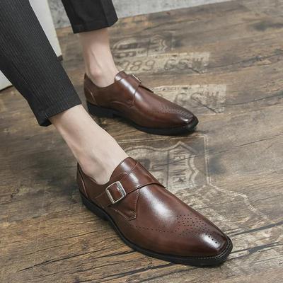 Pánské XL nazouvací kožené boty Brogue – hranatá špička, ležérní britský styl na jaro a podzim
