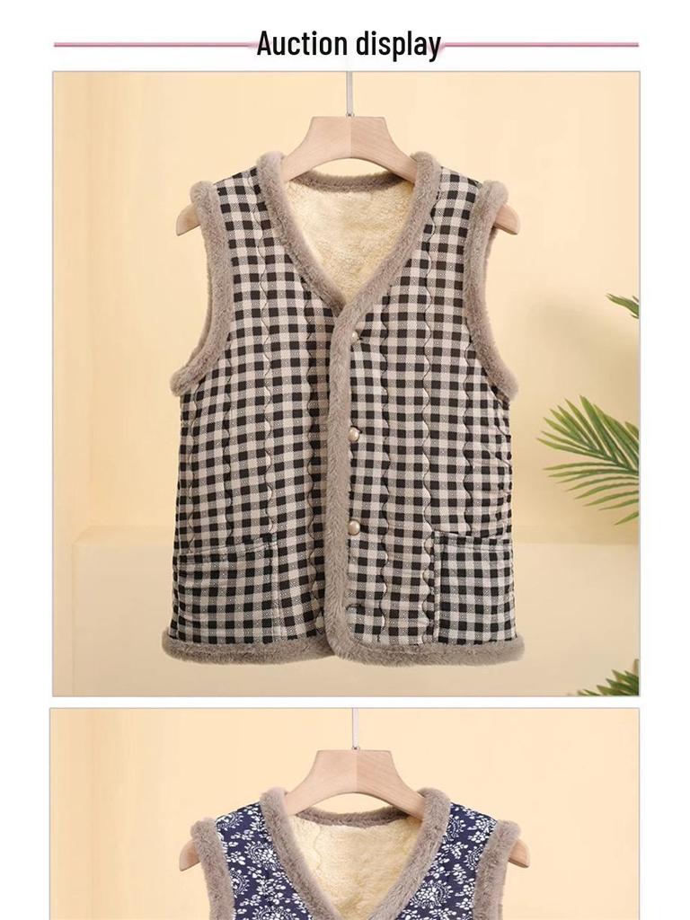 Autumn Winter Plus Velvet Vest for Middle-Aged & Elderly Women - Thickened Waistcoat for Moms & Grandmas