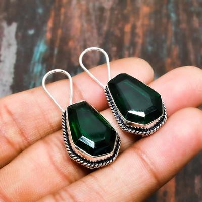 Chrome Diopside, Gemstone håndlaget solid 925 sterling sølv smykker øredobber