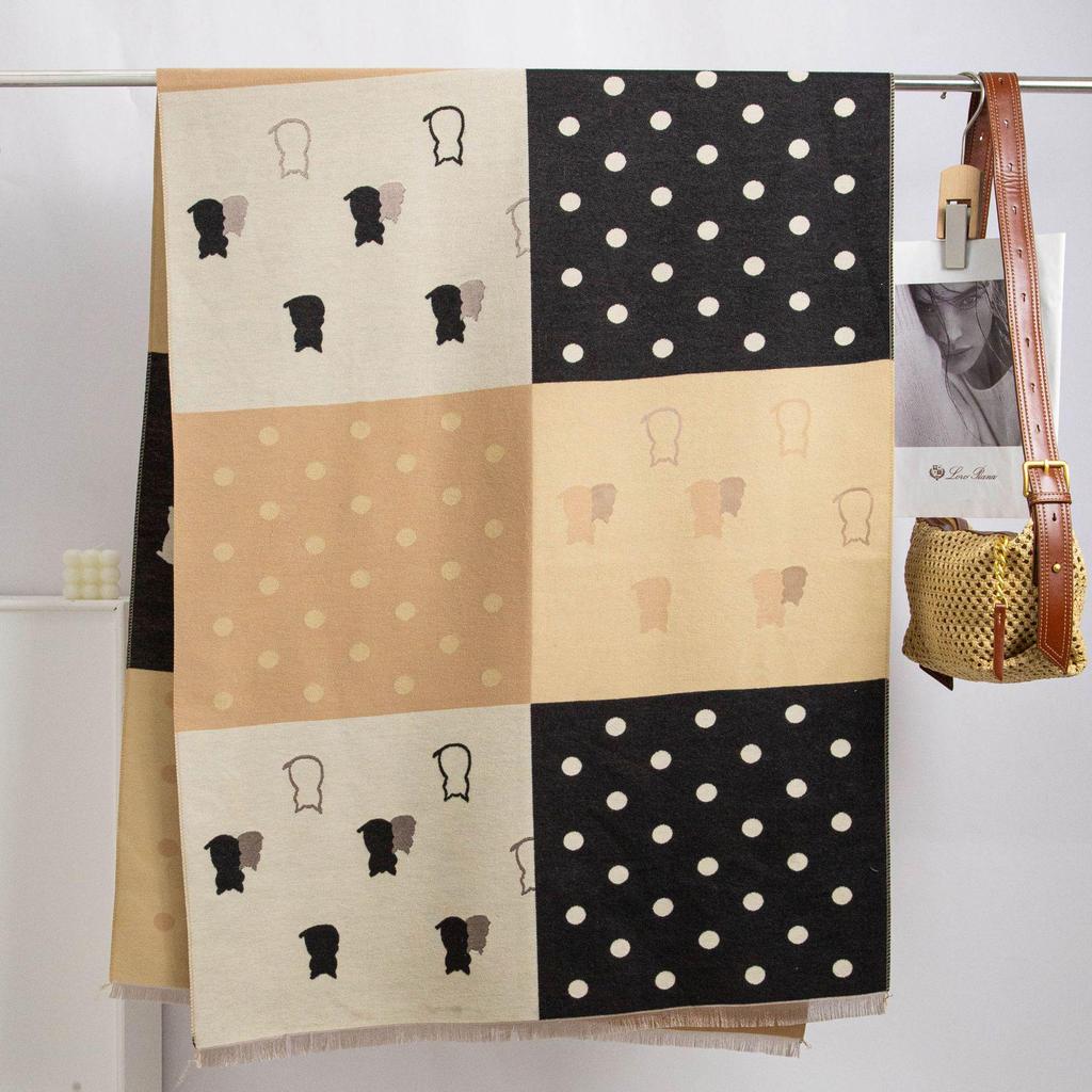2024 Women's Polka Dot Plaid Scarf Shawl: Thickened Winter Dual-Use Neck Warmer, Age-Reducing, Versatile.