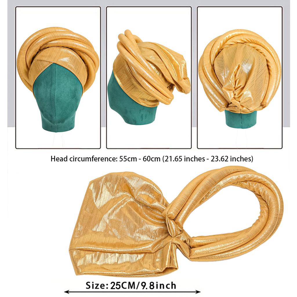 Shining African Women Turban Cap Twisted Braid Headtie Head Wraps Wedding Party Headpiece Bonnet