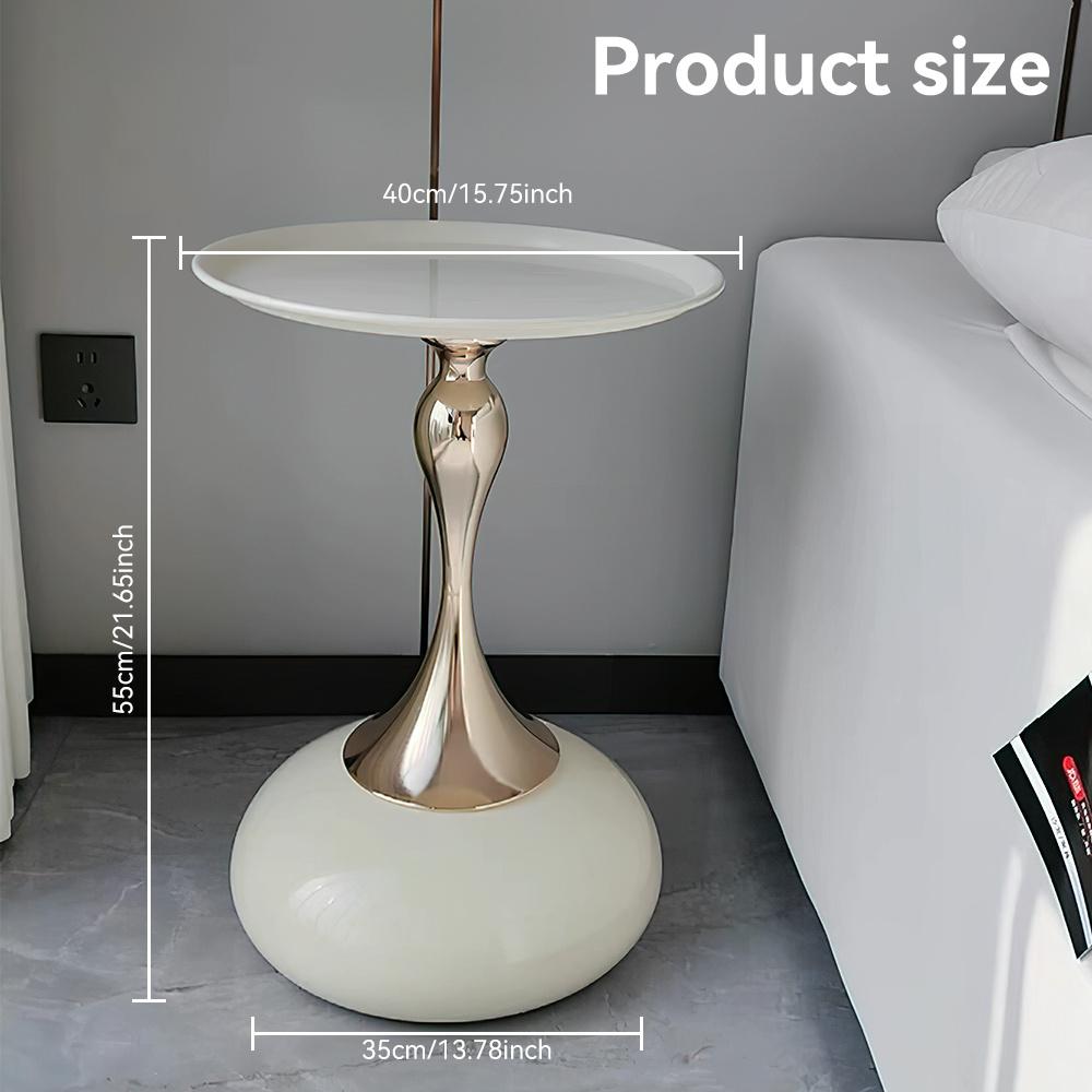 Light Luxury Small Coffee Table, Metal Top Sofa Side Table with Stable Anti-Tipping Base,Portable End Table for Home Cafe Office