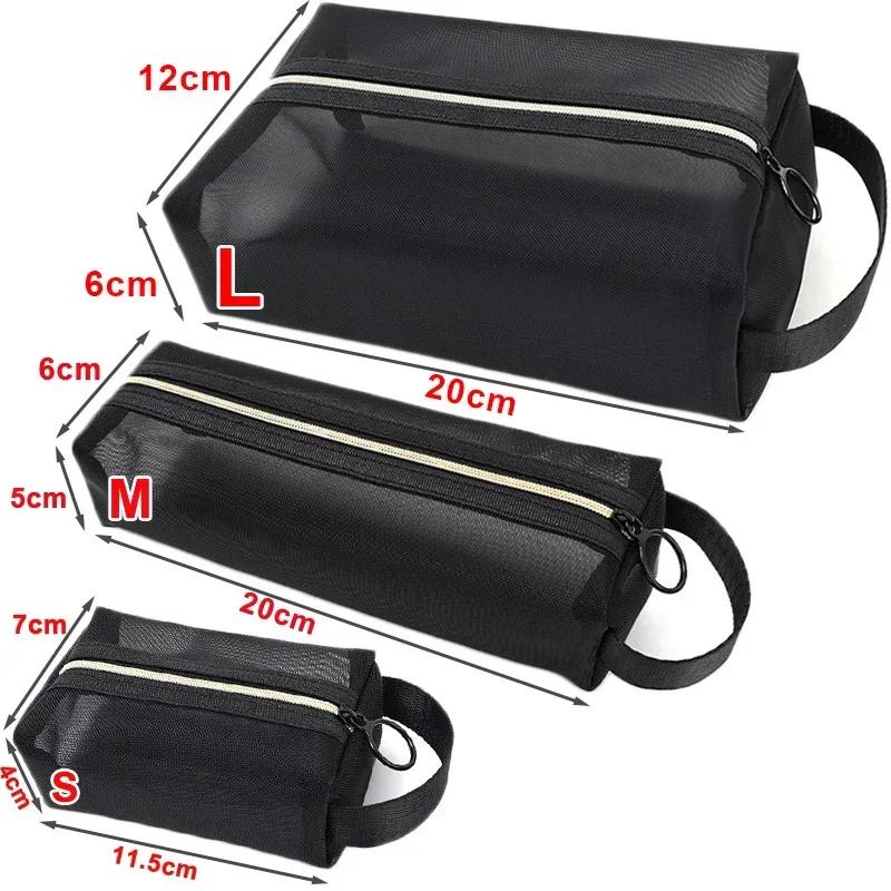 1/3pcs Mesh Clear Cosmetic Bags Small Large Black Makeup Bag Portable Travel Toiletry Organizer Case Lipstick Storage Pouch
