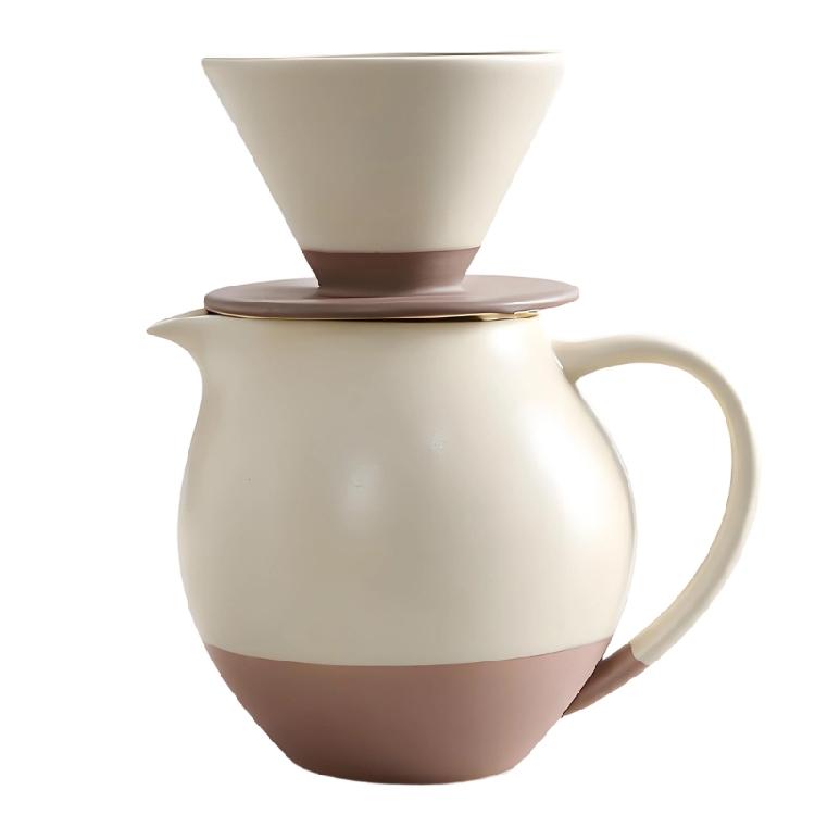Klassischer Keramik-Kaffeefilter mit geräumiger 830-ml-Kanne, Kaffeemaschine mit großem Fassungsvermögen, Brauset für mehrere Tassen