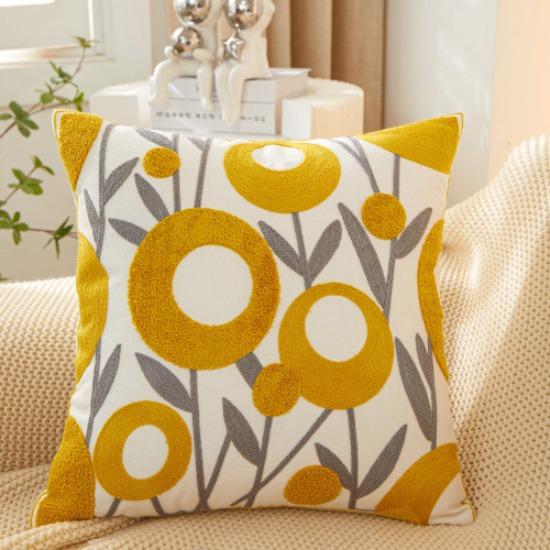 

Хлопковая вышитая подушка для сна, мультяшная подушка с цветком для прикроватной тумбочки, с наполнителем 45X45cm pillow cover