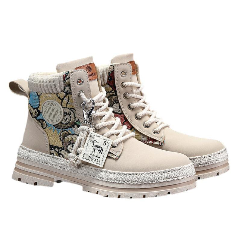 Martin boots men's 2025 new autumn new men's heightened platform tooling boots personalized casual straw-soled men's shoes