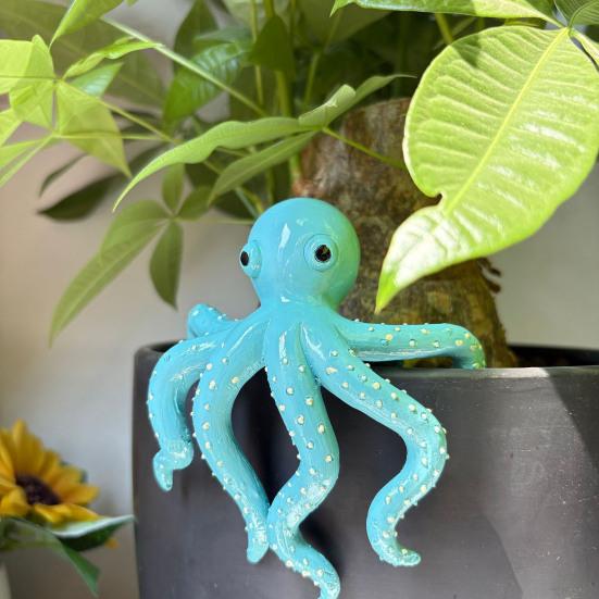 Flowerpot Pendant Blue Octopus Resin Decorative Hanging Planter Home Office Ocean Theme Desktop Decor