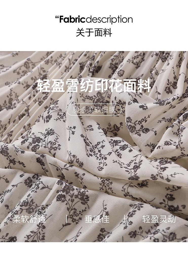 Lace up collar long sleeved floral dress 2026 spring fashion versatile slimming mid length dress