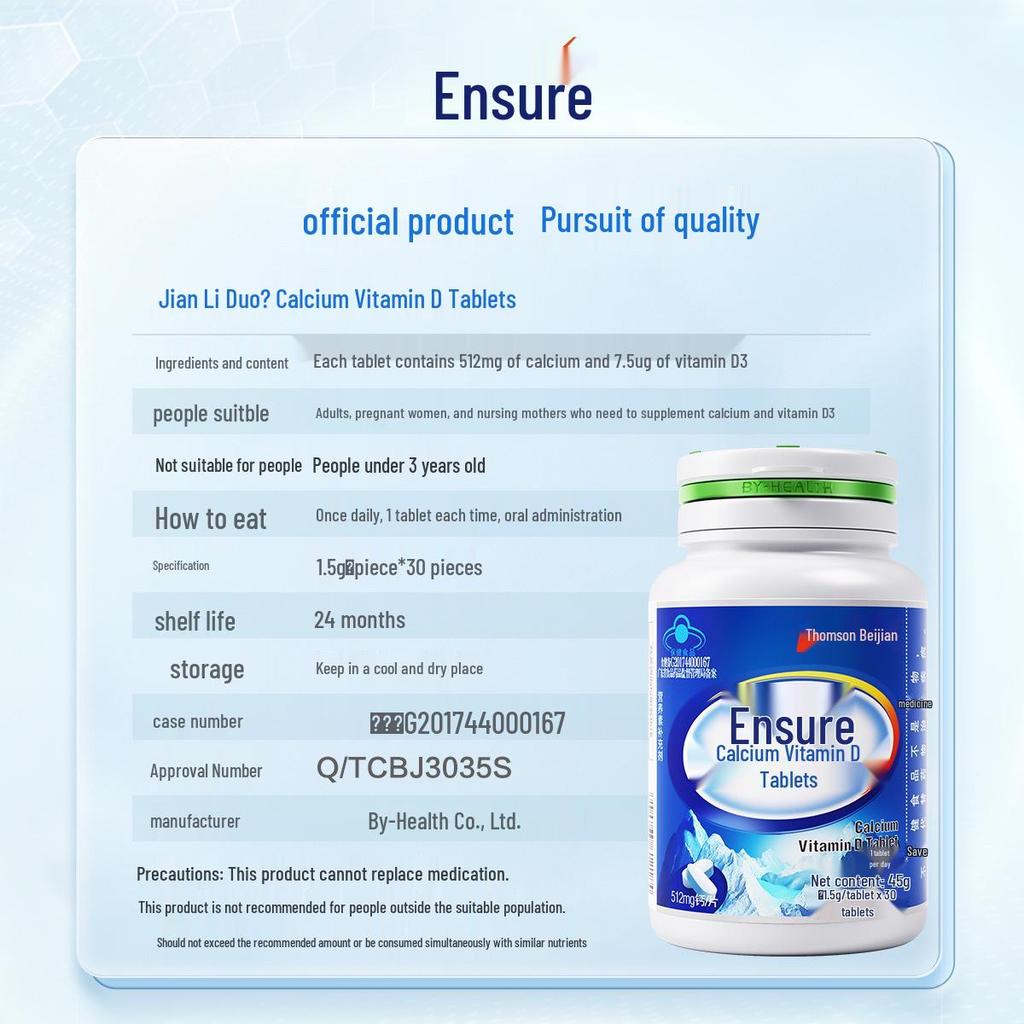 Calcium Tablets with Vitamin D3 for Adults and Seniors - 30 Tablets