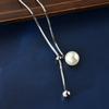 Titanium Steel Pearl Pendant Necklace for Women - Elegant Long Necklace for Autumn and Winter Sweaters